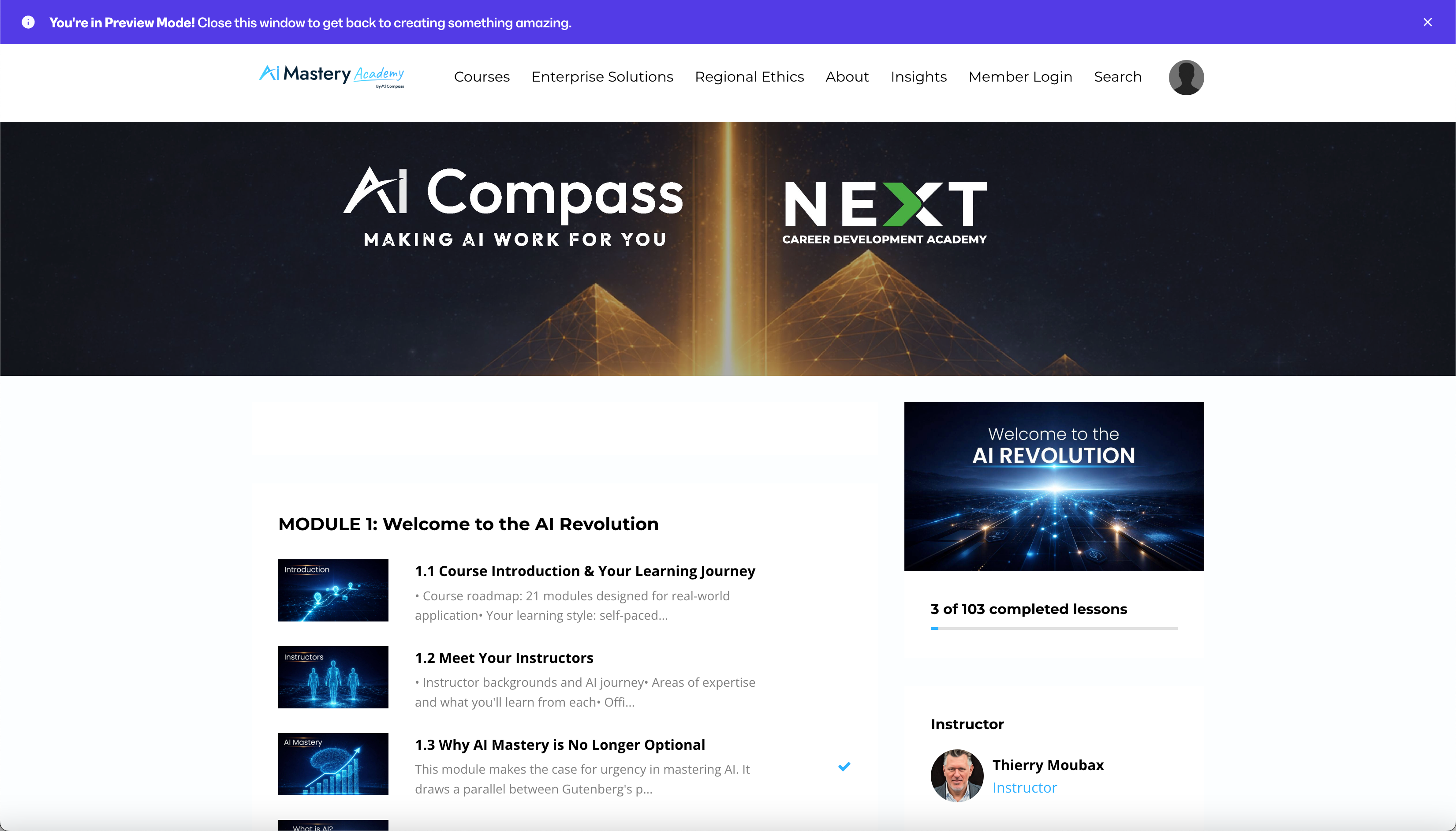 AI Mastery Academy Platform — Course Overview